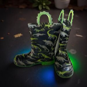 WESTERN CHEIF Toddler Wade Dinosaur Lighted Black Boots Size 10